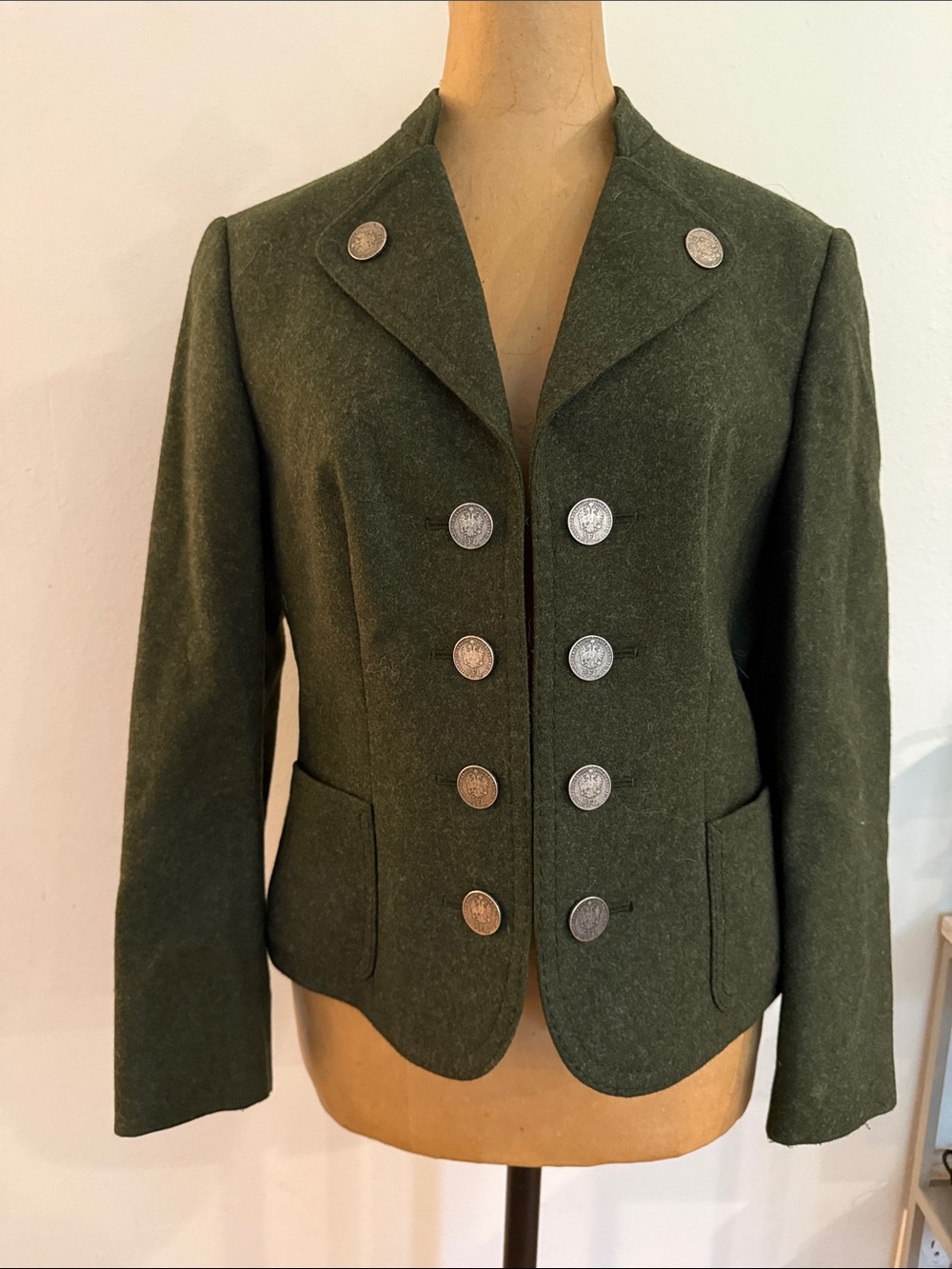 Ghedina Zuccaro Cortina 6 Olive Green Military-Style Wool Blend Jacket Austrian
